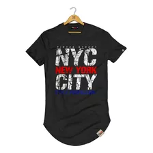Camiseta Longline Blusa New York Alongada Nyc City Pintee