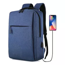 Mochila Masculina Esportiva Escolar Media Carregador Celular Cor Azul