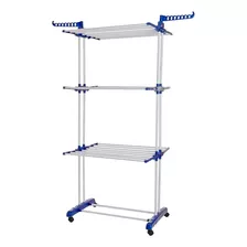 Varal Vertical De Chão 3 Andares Em Metal 70x126x64cm Cor Azul Futuro Casa