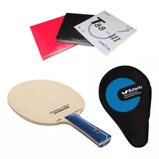 Raquete Ataque Tenis Mesa + 2x Borracha T88 + Capa Butterfly