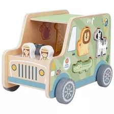 Caminhão Safari Brinquedo Madeira Encaixe Animais Tooky Toy