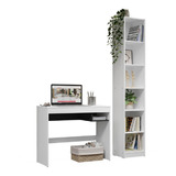 Mueble Escritorio Pc Madesa E Estante Librero Organizador Color Blanco