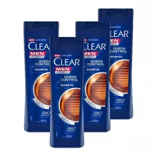 Kit 4 Shampoos Anticaspa Clear Men Queda Control 400ml