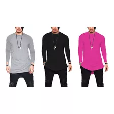 Kit 3 Camiseta Camisa Blusa Longline Oversized - Atacado C2