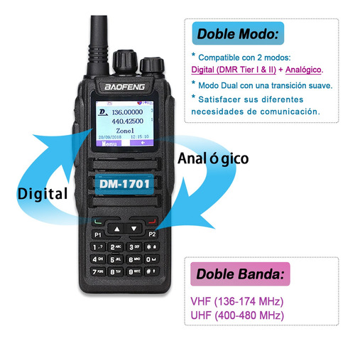 Radio Baofeng Dmr Dm1701 Digital Analgica Open Gd77 Uhf/vhf Foto 2