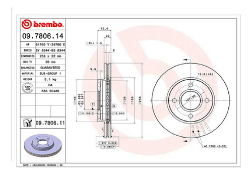 Disco Delantero Ford Focus Lx 2003-2004 Brembo Foto 2