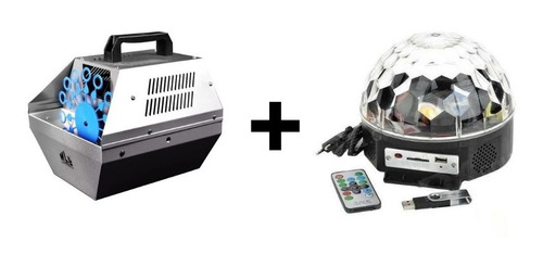 Maquina Burbujas + Bola Usb Multicolor Fiestas Pack 2en 1
