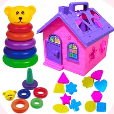 Kit Brinquedo Educativo 1 Ano Menino Menina Casinha Ursinho