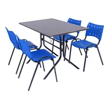 Jogo Mesa Moema 1,20x70 + 4 Cadeiras Iso Azul