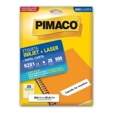 Etiqueta Inkjet/laser Carta 6281 Com 25 Folhas Pimaco