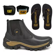 Kit Bota Coturno Masculino Adventure Chinelo Cinto Carteira