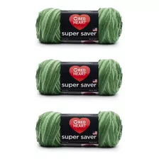 Lana Red Heart Super Saver, Paquete De 3, Tonos Verdes, 3 Un