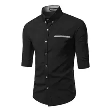 Camisa Social Slim Manga 3/4 Estilo Canada