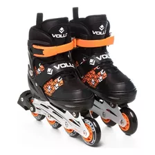 Patins In Line Abec 5 Ajustável Laranja E Preto Vollo