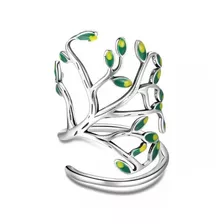 Anillo Arbol Hojas Verdes Plata 925 Zircón/ Canale Donna 