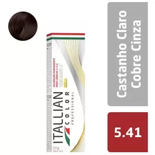  Coloração Itallian Color 60g Profissional Cores Diversas Tom 5.41 Castanho Claro Cobre Cinza