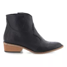 Botas De Cuero Cierre Taco 3 Cm.- Texanas Caña Corta Mujer 