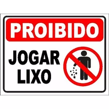 Placa Proibido Jogar Lixo Pvc 20cm X 15cm