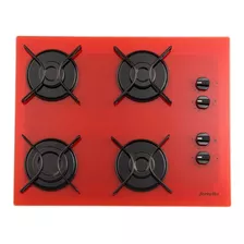 Fogão Cooktop Fornello 4 Bocas Vermelho Mega Chama A Gás