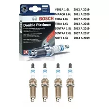 4 Bujías Bosch Doble Platino Versa March Tiida Sentra Note