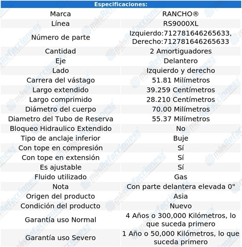 Amortiguadores Del Rs9000xl Sierra 2500 Hd Classic 2007 Foto 3