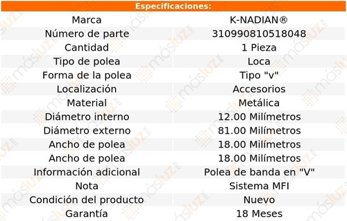 1- Polea Gua Accesorios Loca Mpv L4 2.6l 93/94 K-nadian Foto 2