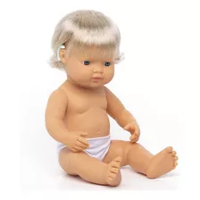 Miniland - Baby Doll Caucsico Girl Con Audfono De 15 Pulgada