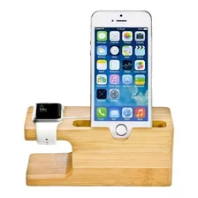 Base Dock De Carga Bambu Para iPhone,iwatch Y Apple Watch