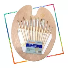 Paleta Mezcladora Madera Pinceles Artisticos P/oleo Acrilico