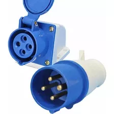 Conjunto Plug + Tomada 3p+t 32a Azul Industrial Jng / Strahl