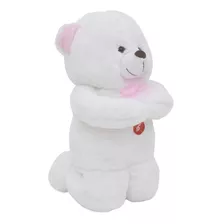 Urso De Pelúcia Com Laço Rosa Rezando Pai Nosso 28 Cm