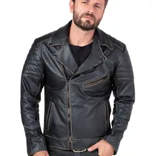 Black Friday Jaqueta De Couro Masculina Biker Brushof Preta