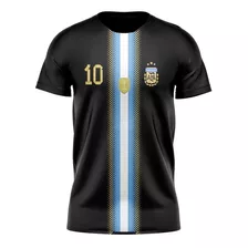 Camiseta Argentina Black 3 Estrellas Talle Especial