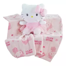 Manta Baby Com Bichinho De Pelúcia Hello Kitty Rosa Claro