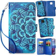 Funda Para Moto G Power 2021 - Azul Mandala Con Tarjetero