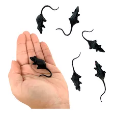 Kit Mini Rato Ratinho Preto Decorativo Festa Halloween Com 6