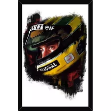 Quadro Arte Ayrton Senna Fórmula 1 Moldura A3 45x33