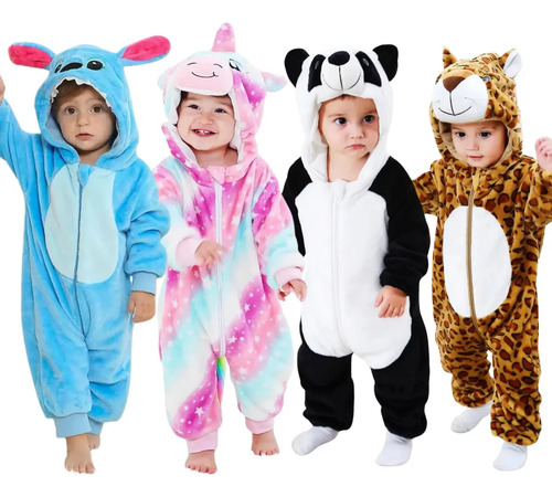 Macacão Kigurumi Bebê Inverno Peluciado Bichinhos