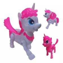 Brinquedo Unicornio Anda Emite Som E Luzes Pônei Musical Cor Branco/rosa