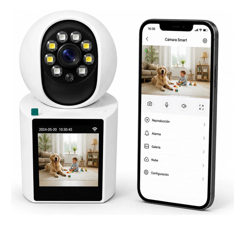 Camara Monitor Infantil Wifi 3mp Vision Nocturna Giro 360 Blanca