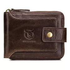 Bullcaptain Cartera De Cuero Genuino Para Hombre Estuche Par