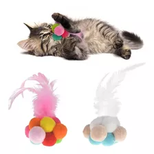 Pelota Plumas Con Sonajero Juguete Para Gatos Y Michis X2uni