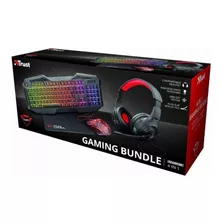 Trust Gaming 4 En 1 Bundle Gxt1180rw Teclado, Mouse, Diadema Color Del Mouse Negro Color Del Teclado Negro