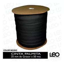 Cinta Palmita Algodón Negro 25mm 4 Rollos Total 200 Mts