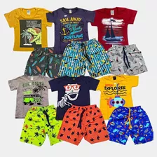 Kit 5 Conjunto Menino Roupa Infantil Shorts Moletom Atacado