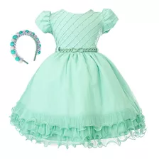 Vestido Verde Tinker Bell Realeza Festa Luxo 1 A 3 Anos