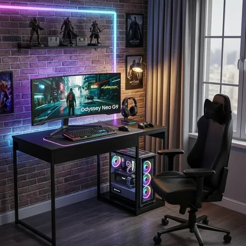 Escrivaninha Gamer Mesa Para Computador Com Suporte Para Cpu Preto