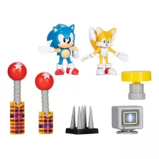 Sonic Set Diorama + Figura Sonic & Tails + Accesorios 7cm 