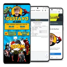 Convite Interativo Com Foto- Super-heróis - Sistema Confimar