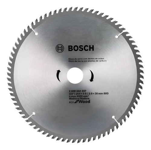 Hoja Sierra Ingletadora Bosch 254mm 80 Dientes Eco Madera